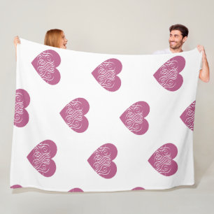 Zacht Roze Paisley Hartpatroon  Fleece Deken