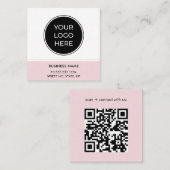 Zacht Roze QR Code Logo Vierkant Visitekaartje (Voorkant / Achterkant)