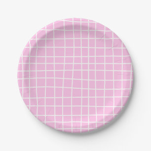 Zacht Roze Raster Abstract Patroon Papieren Bordje