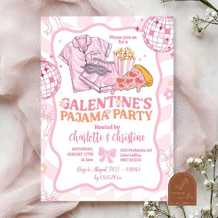 Zacht Roze Retro Galentine's Pajama Party Kaart