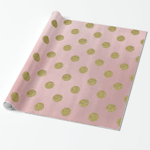 Zacht Roze Roze Gouden Glitters Glam Stippen Feest Cadeaupapier