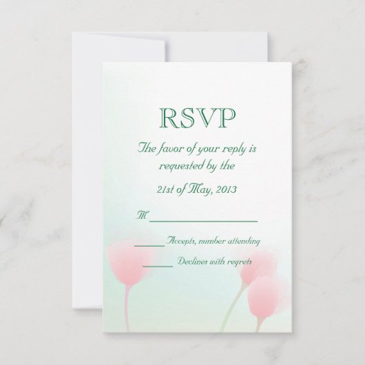 Zacht roze tulpen die RSVP wedden Kaartje (Voorkant)
