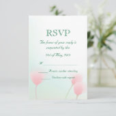 Zacht roze tulpen die RSVP wedden Kaartje (Staand voorkant)