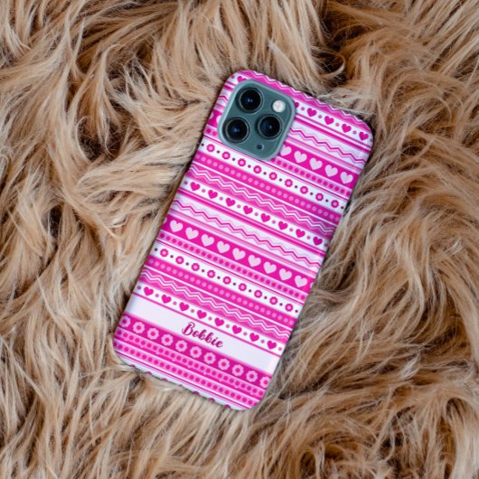 Zacht Roze Valentijnsdag Hart en Bloemen Meisjesac Case-Mate iPhone Case