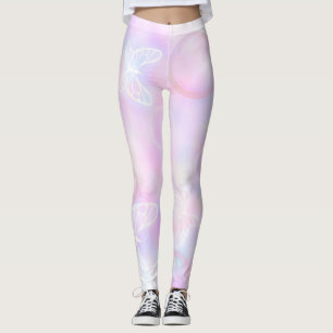 Zacht Roze Vlindergloei-patroon Leggings