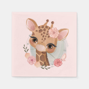 Zacht Roze Waterverf Baby Giraffe Servet