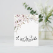 Zacht Roze Waterverf Elegante Bloemen Save the Dat Aankondigingskaart (Staand voorkant)