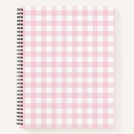 Zacht Roze Witte Buffel Check Plaid Gingham Notitieboek (Voorkant)