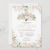 Zacht roze witte rozen Elegant Sweet 16 Birthday Kaart (Voorkant)