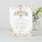 Zacht roze witte rozen Elegant Sweet 16 Birthday Kaart (Staand voorkant)