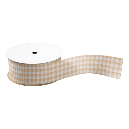 Zacht Sinaasappel en wit Gingham Grosgrain lint (Spoel)
