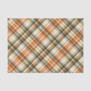 Zacht Sinaasappel, Groen & Crème Plaid Tissuepapier