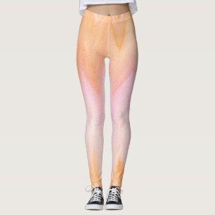 Zacht Sinaasappel Roze Waterverf Chevron Leggings
