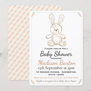 Zacht Speelgoed Bunny & wortelt Baby shower Kaart