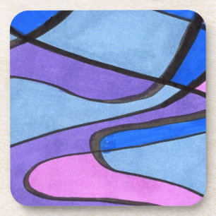 Zacht stromend abstract ontwerp in roze blauw viol bier onderzetter