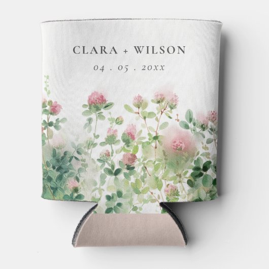 Zacht Subtiel Roze Waterverf Bloementuin Bruiloft Blikjeskoeler (Voorkant)