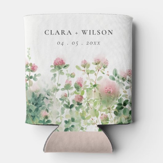 Zacht Subtiel Roze Waterverf Bloementuin Bruiloft Blikjeskoeler (Achterkant)