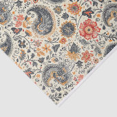 Zacht verstoord Sinaasappel en blauw Paisley-patro Tissuepapier (Detail)