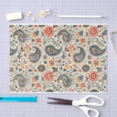 Zacht verstoord Sinaasappel en blauw Paisley-patro Tissuepapier (Craft)