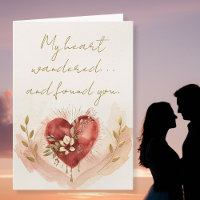 Zacht Waterverf Hart met Warme Bloemen en Goud