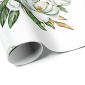 Zacht waterverf magnolia blauw patroon cadeaupapier (Rol Hoek)