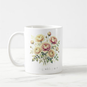 Zacht Waterverf Pioen Boeket.... Koffiemok