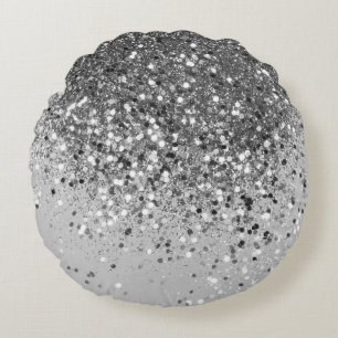 Zacht Zilver Glitter #1 Rond Kussen