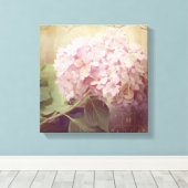 Zacht Zomer 2 Zangvogels Roze Hydrangeas  Canvas Afdruk (Insitu (Houten vloer))