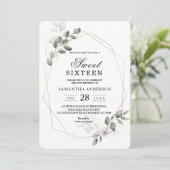 Zachta groene waterverf blad frame & bloem kaart (Staand voorkant)