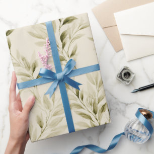 Zachta olijf beige olijftak watercolorpatroon cadeaupapier