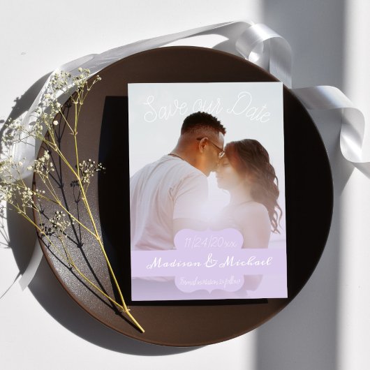Zachta Paarse Foto Save The Date Aankondiging