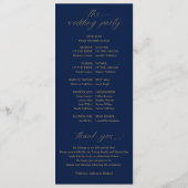 Zachta Romantische Script Navy Blauwe en Gouden Tr Programma (Achterkant)