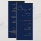 Zachta Romantische Script Navy Blauwe en Gouden Tr Programma (Voorkant / Achterkant)