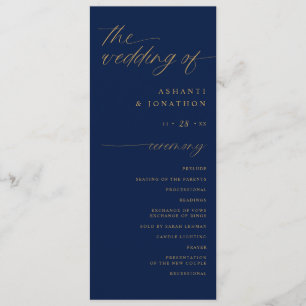 Zachta Romantische Script Navy Blauwe en Gouden Tr Programma