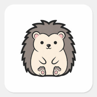 Zachtaai Kawaii Egel – Illustratie van een Cute Di Vierkante Sticker