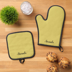 Zachtaam Geel Aangepaste Ovenwant Houder Set