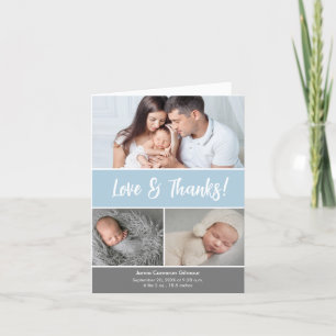 Zachtblauw Liefde & Bedankt Fotocollage Baby showe