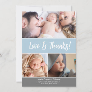 Zachtblauw Liefde & Bedankt Fotocollage Baby showe