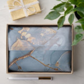 Zachtblauwe en gouden botanische decoupage tissuepapier (Geschenk)