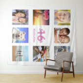 Zachte 16 aangepaste fotocollage wit roze wandkleed (In Situ (horizontaal))