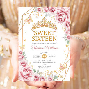 Zachte 16 Elegante Chic Roze Rozen Goud Kaart