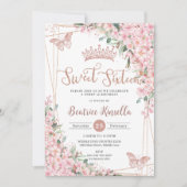 Zachte 16 Kersenbloesem Roze Goud Vlinders Kaart (Voorkant)