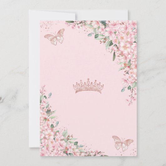 Zachte 16 Kersenbloesem Roze Goud Vlinders Kaart (Achterkant)