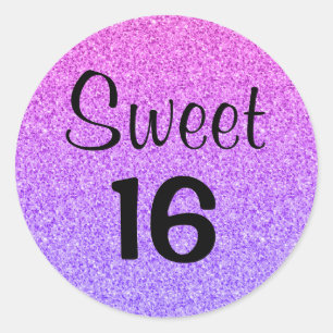 Zachte 16 Zestien Ombre Paarse Glitters Vonken Ronde Sticker