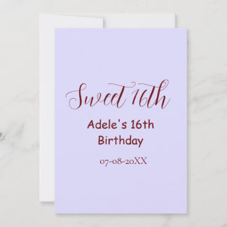 Zachte 16e verjaardag paarse pastel mauve retro na feestdagenkaart