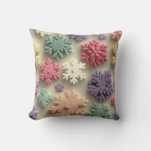 Zachte 3D-pastelkleurige sneeuwvlok bloemenkussenh Kussen