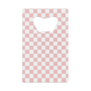 Zachte 80's trend Baby Roze Schaakbord Kredietkaart Flessenopener