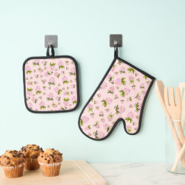 Zachte Aardbei Gezellige Keuken Accessoire - Ovenwant & Pannenlap Set
