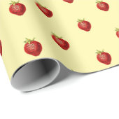 Zachte aardbeipatroon op roomwit cadeaupapier (Rol Hoek)