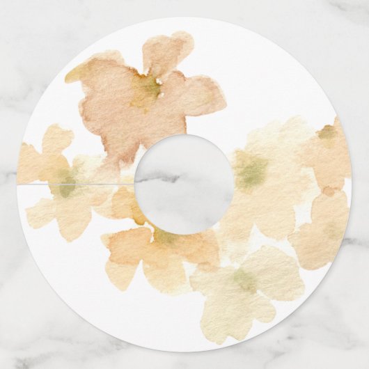 *~* Zachte Abstract Perzik Beige Bloem Waterverf Wijnglaslabel (Achterkant)